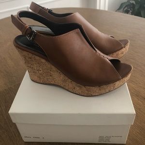 Garnet Hill Leather Wedge in size 8
